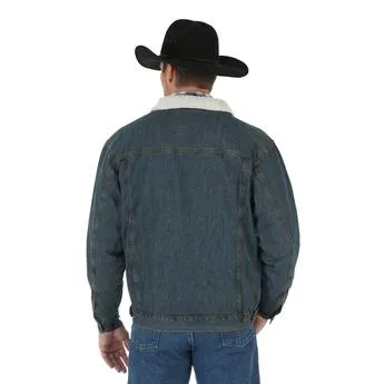 Wrangler® Western Styled Sherpa Lined Denim Jacket in Rustic