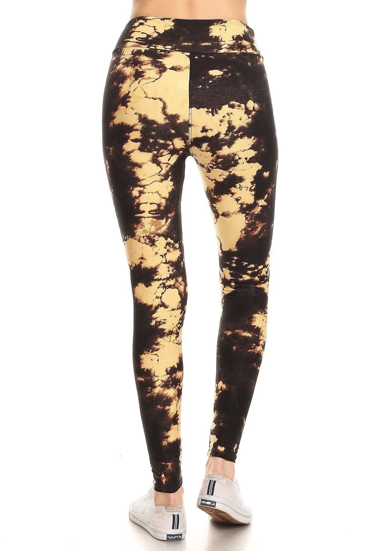 Yoga Style Banded Lined Tie Dye Print, Full Length Leggings In A Slim Fitting