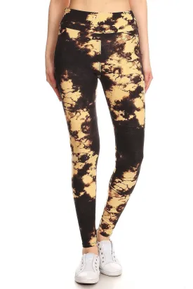 Yoga Style Banded Lined Tie Dye Print, Full Length Leggings In A Slim Fitting